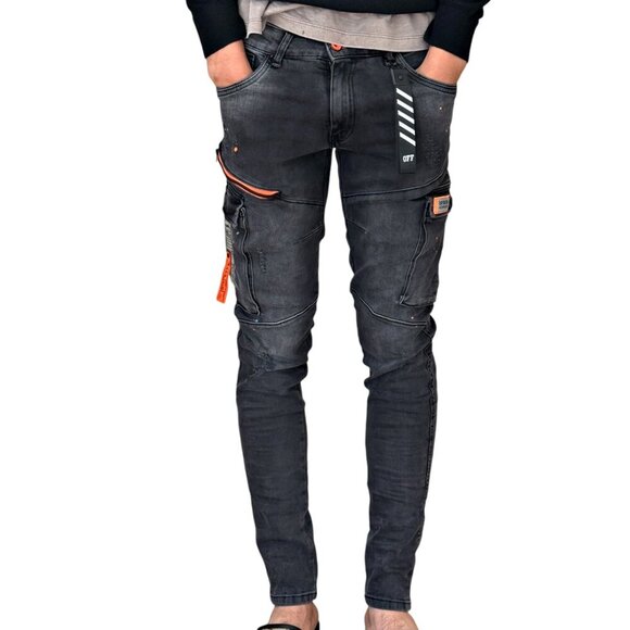 C BENE DENIM MENS JEANS w ORANGE ACCENTS - Picture 1 of 14